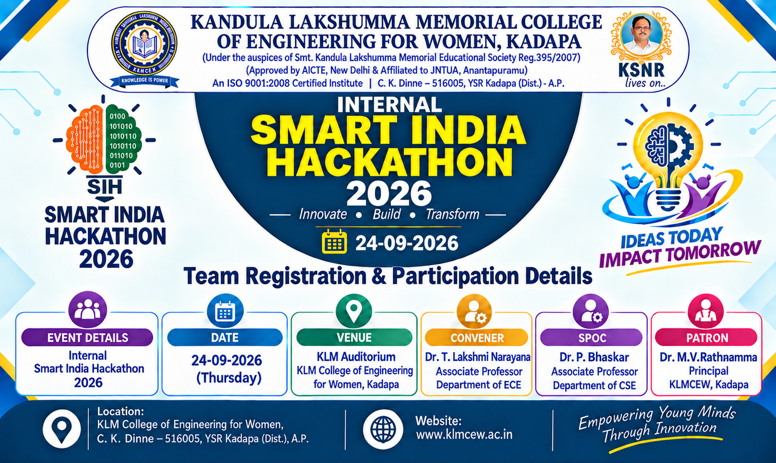 Internal Smart India Hackathon 2026 - Team Registration and Participation Details